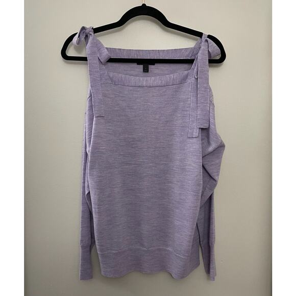 J. Crew Lavender 100% Merino Wool Natural Fiber Tie Shoulder Boxy Sweater L - Picture 11 of 14
